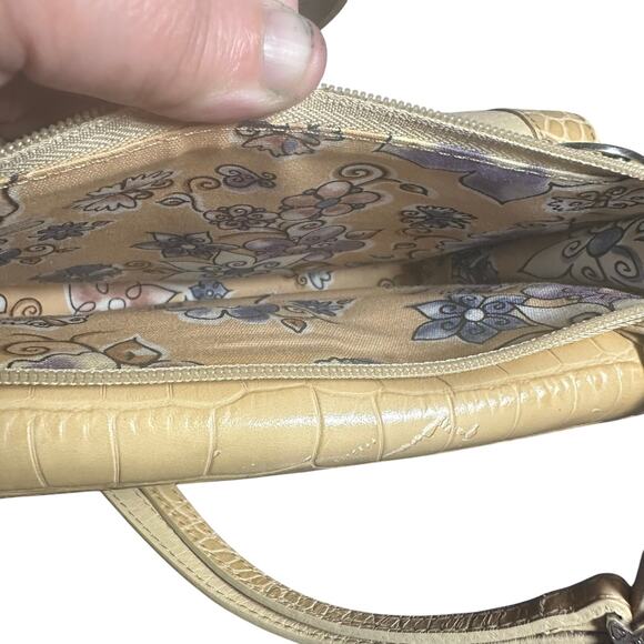 Brighton ALM Lutece Organizer Leather Croc Embossed Crossbody Purse Beige/Cream - Picture 6 of 14